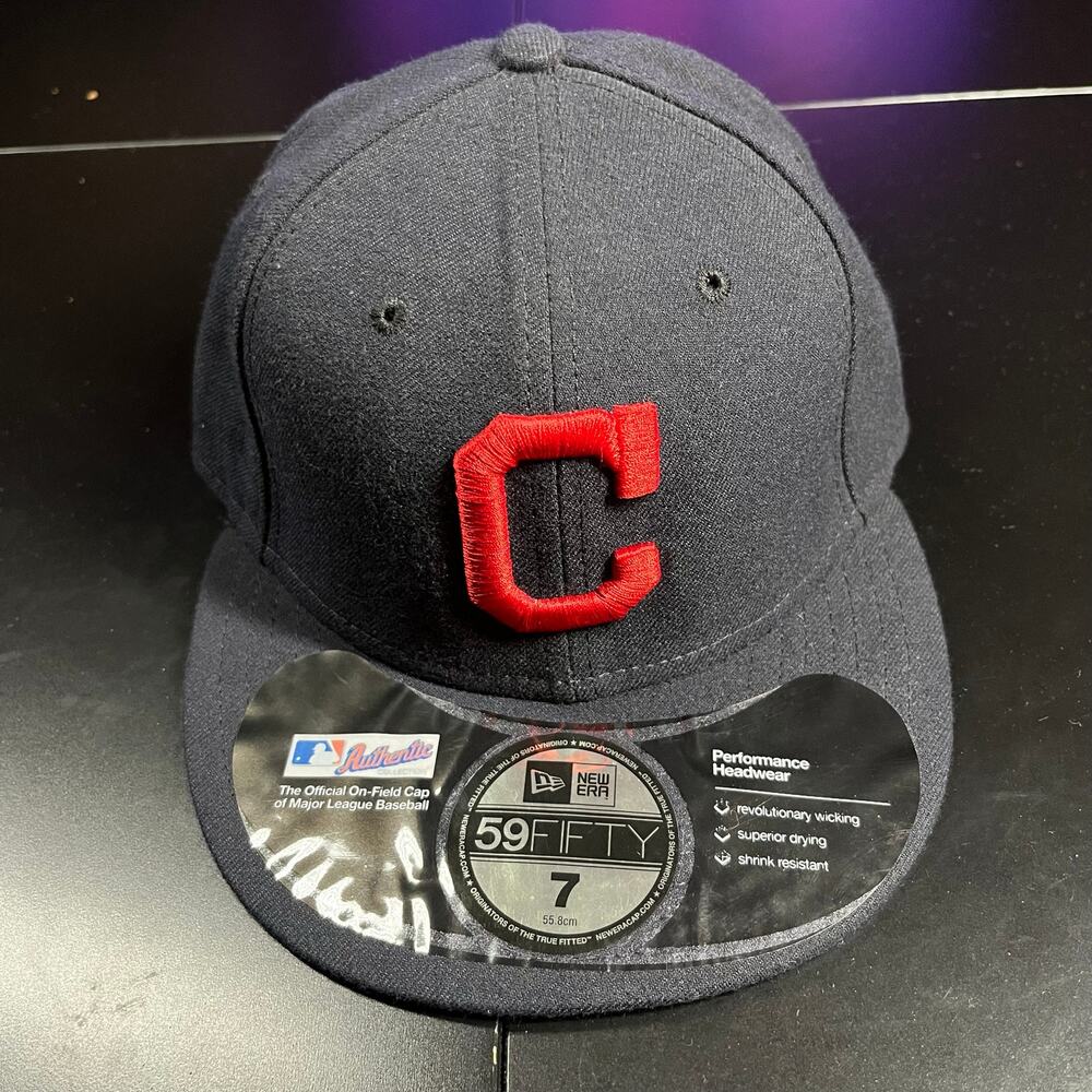 New Era Cleveland Indians 59fifty Men’s Size 7 Cap MLB Hat Black Red Preowned